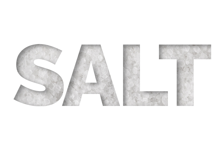 The word salt filled in in with rock salt.