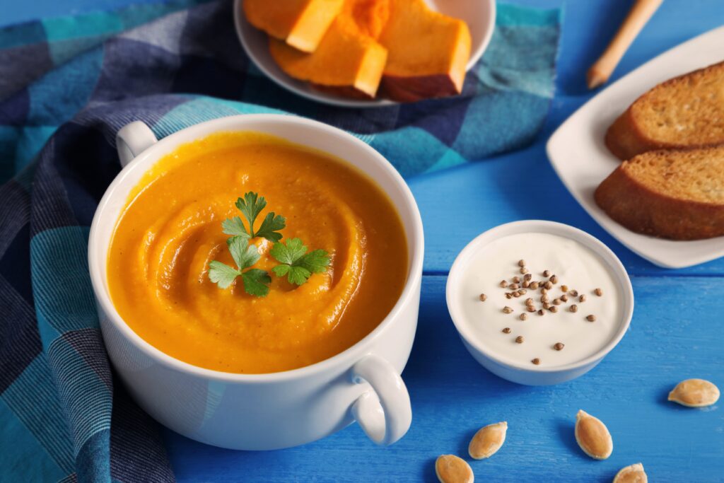 Pumpkin Puree on a table.