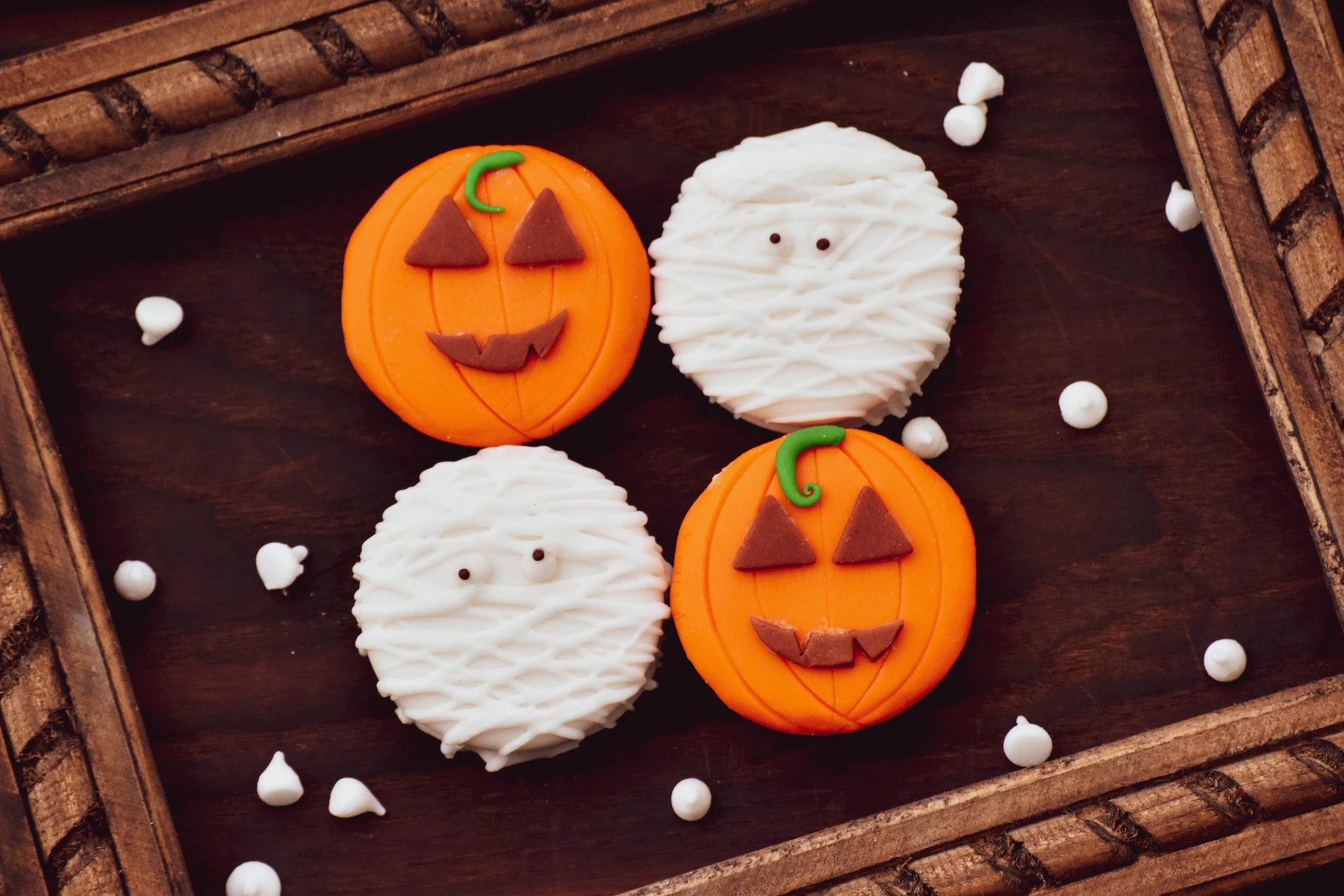 Halloween iced cookies.