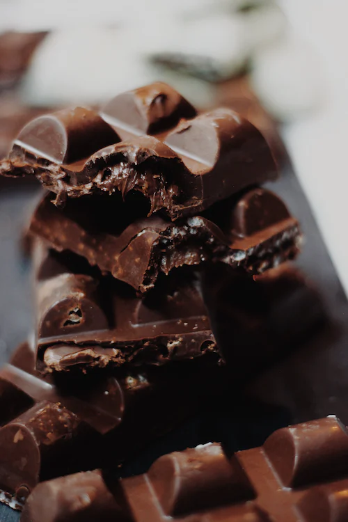 Gooey chocolate bar chopped up.