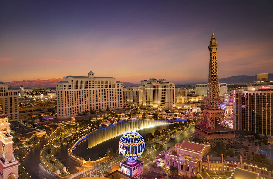 Las Vegas strip in preparation for the Winter Fancy Food Show!