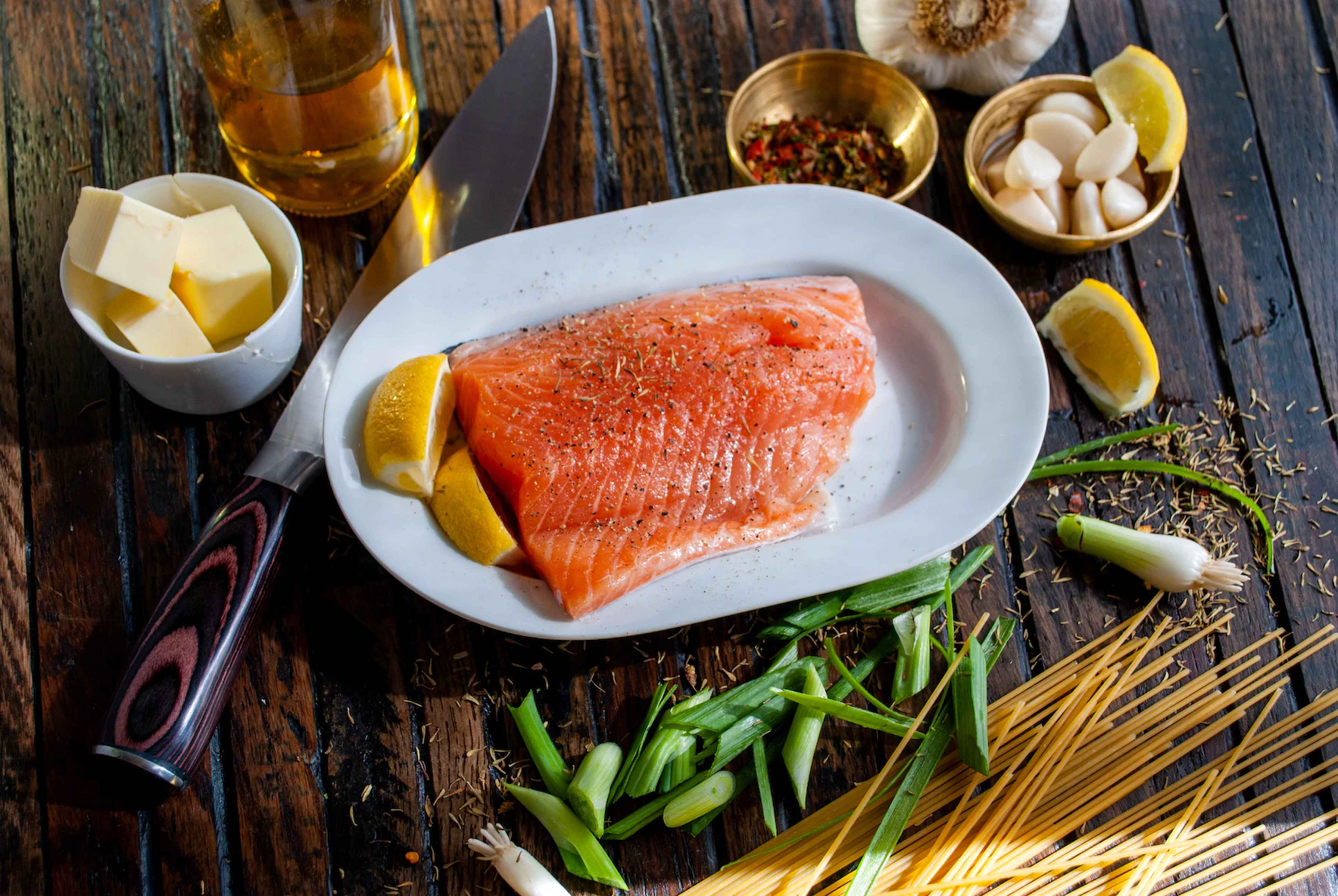 Plate of salmon.