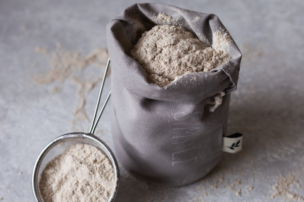 Flour in a bag.