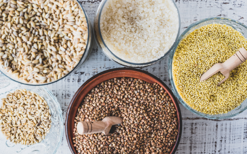 Several bowls of gluten free ingredients