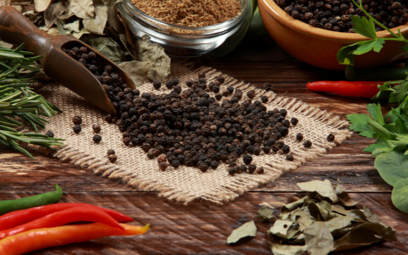 black pepper seeds before grinding