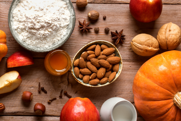 Functional Fall Ingredients on a wooden table